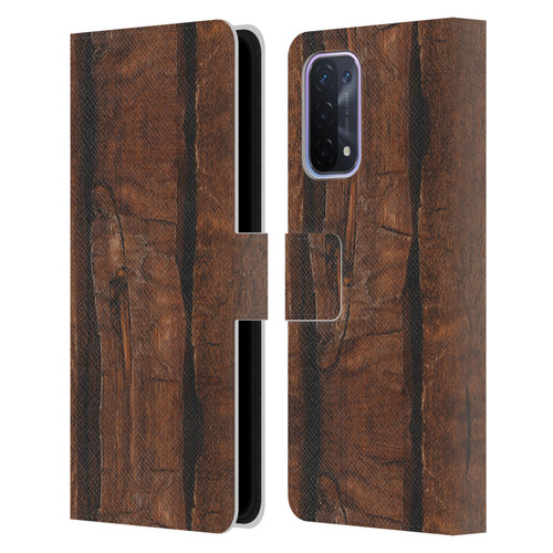 PLdesign Wood And Rust Prints Rustic Brown Old Wood Leather Book Wallet Case Cover For OPPO A54 5G