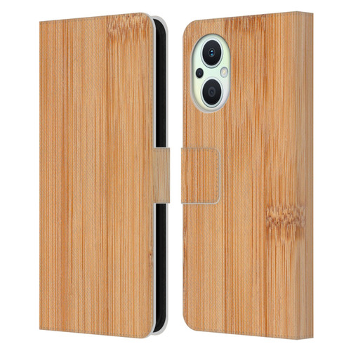 PLdesign Wood And Rust Prints Light Brown Bamboo Leather Book Wallet Case Cover For OPPO Reno8 Lite