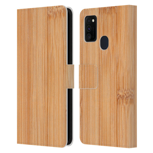 PLdesign Wood And Rust Prints Light Brown Bamboo Leather Book Wallet Case Cover For Samsung Galaxy M30s (2019)/M21 (2020)