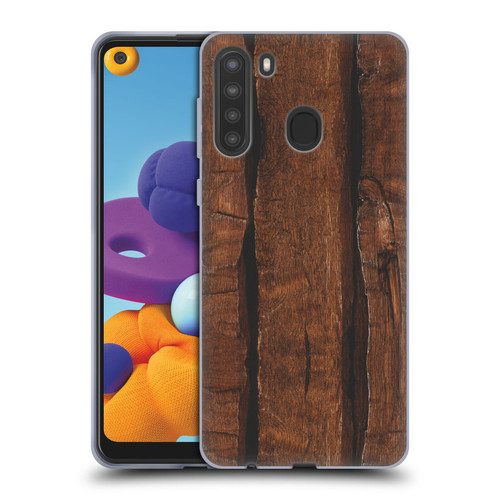 PLdesign Wood And Rust Prints Rustic Brown Old Wood Soft Gel Case for Samsung Galaxy A21 (2020)