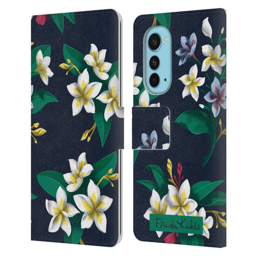 Frida Kahlo Flowers Plumeria Leather Book Wallet Case Cover For Motorola Edge (2022)