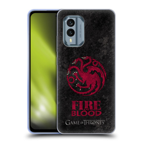 HBO Game of Thrones Dark Distressed Look Sigils Targaryen Soft Gel Case for Nokia X30