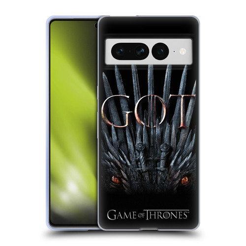 HBO Game of Thrones Season 8 Key Art Dragon Throne Soft Gel Case for Google Pixel 7 Pro