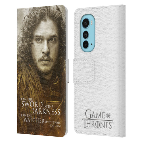 HBO Game of Thrones Character Portraits Jon Snow Leather Book Wallet Case Cover For Motorola Edge (2022)