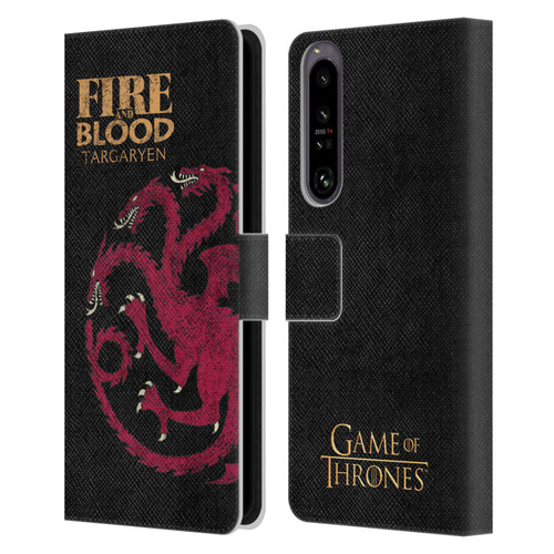 HBO Game of Thrones House Mottos Targaryen Leather Book Wallet Case Cover For Sony Xperia 1 IV