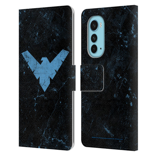 Batman DC Comics Nightwing Logo Grunge Leather Book Wallet Case Cover For Motorola Edge (2022)
