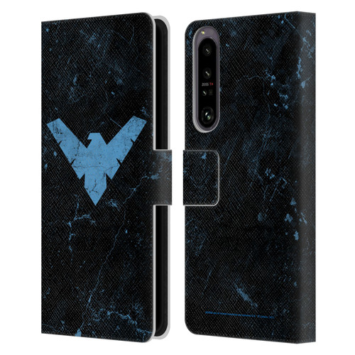 Batman DC Comics Nightwing Logo Grunge Leather Book Wallet Case Cover For Sony Xperia 1 IV