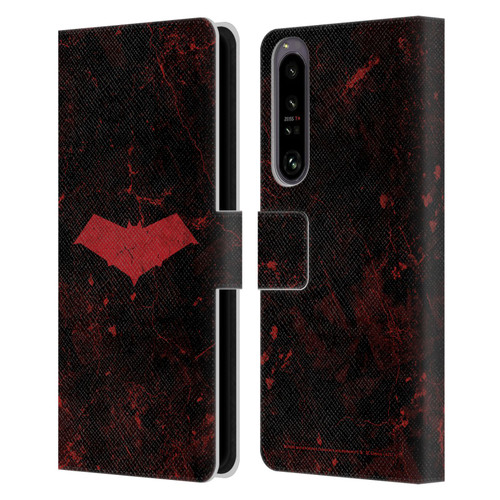 Batman DC Comics Red Hood Logo Grunge Leather Book Wallet Case Cover For Sony Xperia 1 IV