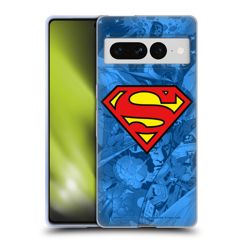 Superman DC Comics Comicbook Art Collage Soft Gel Case for Google Pixel 7 Pro