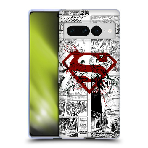 Superman DC Comics Comicbook Art Red Logo Splatter Soft Gel Case for Google Pixel 7 Pro