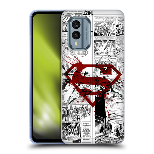 Superman DC Comics Comicbook Art Red Logo Splatter Soft Gel Case for Nokia X30