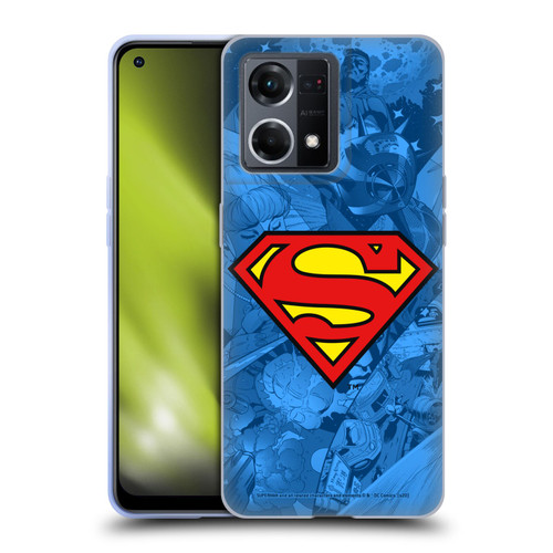 Superman DC Comics Comicbook Art Collage Soft Gel Case for OPPO Reno8 4G