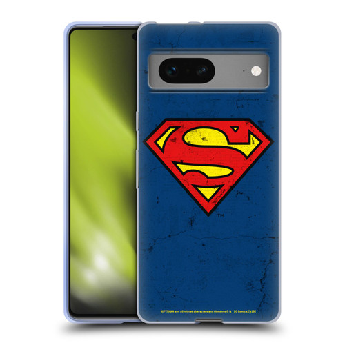 Superman DC Comics Logos Distressed Look Soft Gel Case for Google Pixel 7