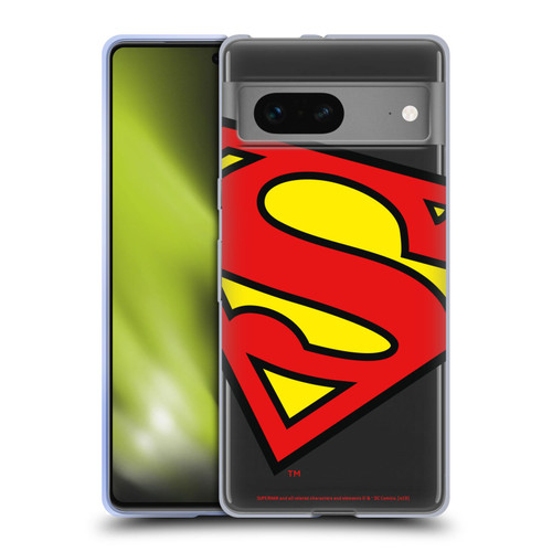 Superman DC Comics Logos Oversized Soft Gel Case for Google Pixel 7