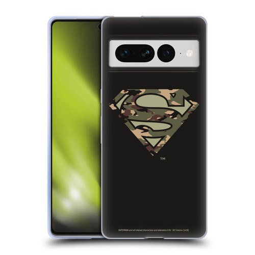 Superman DC Comics Logos Camouflage Soft Gel Case for Google Pixel 7 Pro