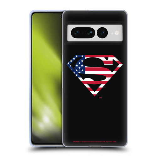 Superman DC Comics Logos U.S. Flag 2 Soft Gel Case for Google Pixel 7 Pro