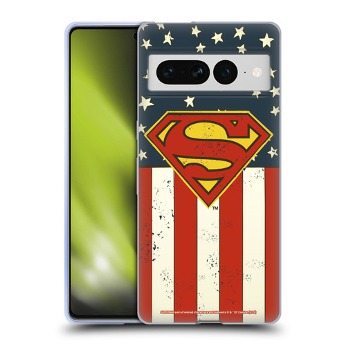Superman DC Comics Logos U.S. Flag Soft Gel Case for Google Pixel 7 Pro