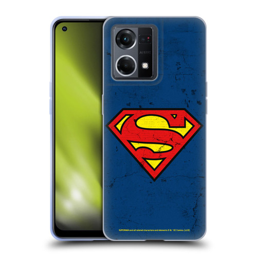 Superman DC Comics Logos Distressed Look Soft Gel Case for OPPO Reno8 4G