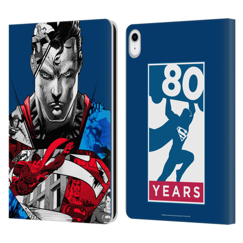 Superman DC Comics 80th Anniversary Collage Leather Book Wallet Case Cover For Apple iPad 10.9 (2022)