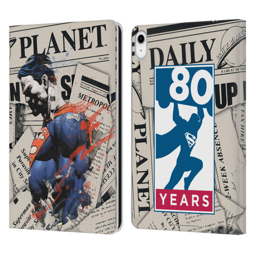 Superman DC Comics 80th Anniversary Newspaper Leather Book Wallet Case Cover For Apple iPad 10.9 (2022)