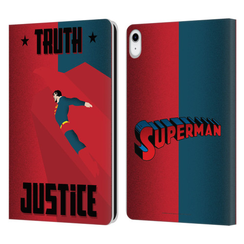 Superman DC Comics Character Art Truth And Justice 2 Leather Book Wallet Case Cover For Apple iPad 10.9 (2022)