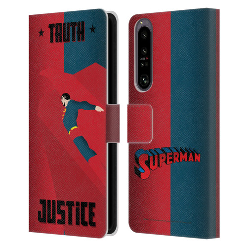 Superman DC Comics Character Art Truth And Justice 2 Leather Book Wallet Case Cover For Sony Xperia 1 IV