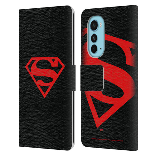 Superman DC Comics Logos Black And Red Leather Book Wallet Case Cover For Motorola Edge (2022)