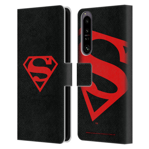 Superman DC Comics Logos Black And Red Leather Book Wallet Case Cover For Sony Xperia 1 IV