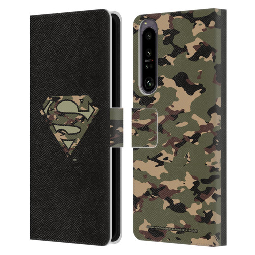 Superman DC Comics Logos Camouflage Leather Book Wallet Case Cover For Sony Xperia 1 IV