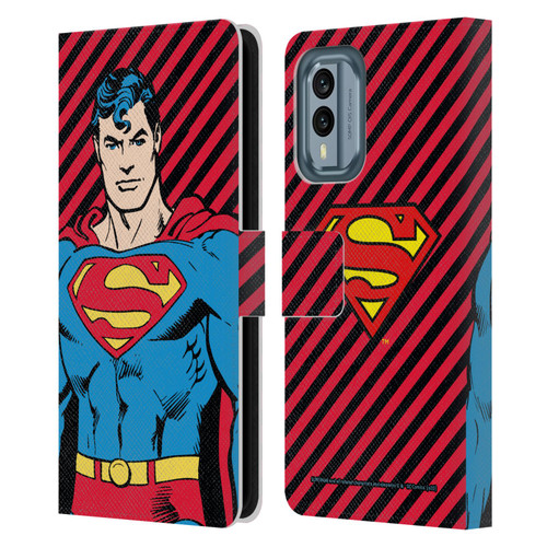 Superman DC Comics Vintage Fashion Stripes Leather Book Wallet Case Cover For Nokia X30