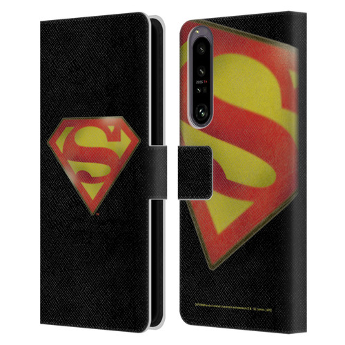 Superman DC Comics Vintage Fashion Logo Leather Book Wallet Case Cover For Sony Xperia 1 IV