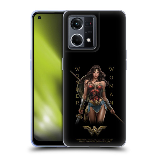 Wonder Woman Movie Character Art Typography Soft Gel Case for OPPO Reno8 4G