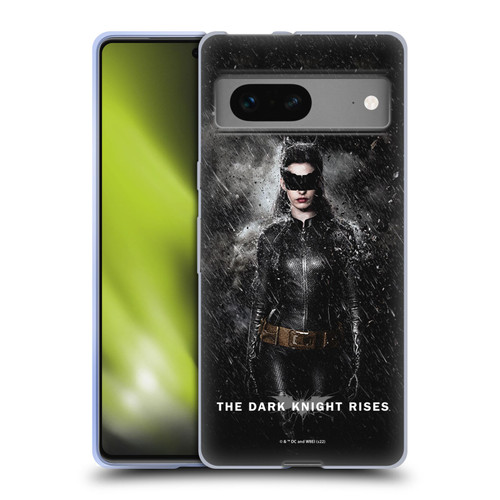 The Dark Knight Rises Key Art Catwoman Rain Poster Soft Gel Case for Google Pixel 7