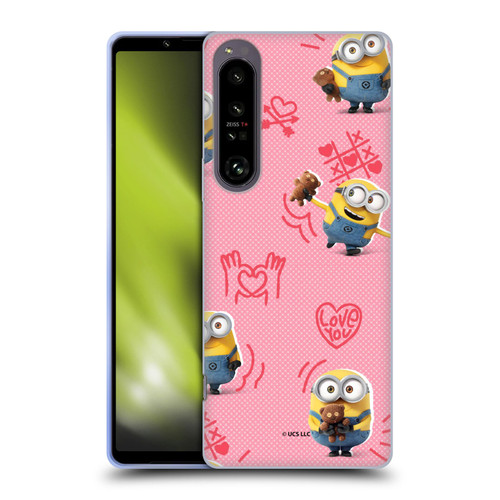 Minions Rise of Gru(2021) Valentines 2021 Bob Pattern Soft Gel Case for Sony Xperia 1 IV