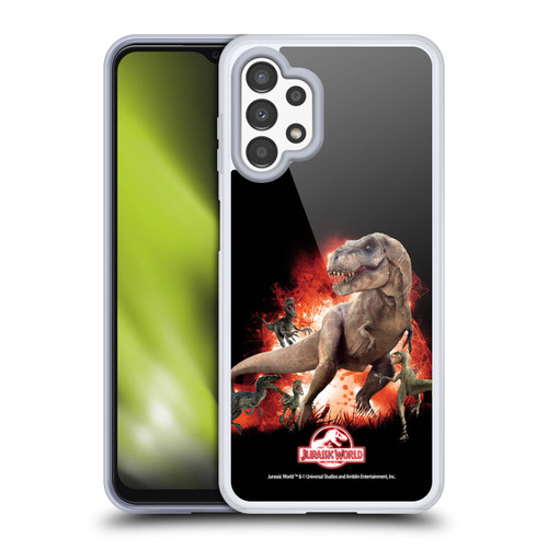 Jurassic World Key Art T-Rex VS. Velociraptors Soft Gel Case for Samsung Galaxy A13 (2022)