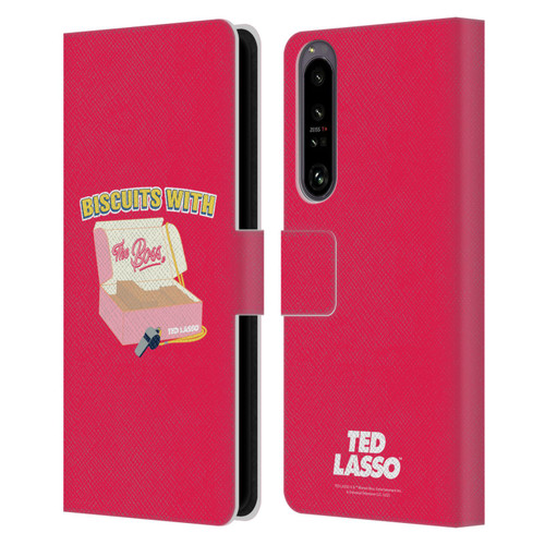 Ted Lasso Season 1 Graphics Biscuits With The Boss Leather Book Wallet Case Cover For Sony Xperia 1 IV
