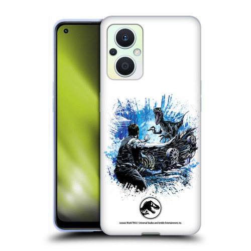 Jurassic World Fallen Kingdom Key Art Blue & Owen Distressed Look Soft Gel Case for OPPO Reno8 Lite