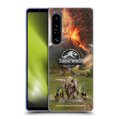 Jurassic World Fallen Kingdom Key Art Dinosaurs Escape Soft Gel Case for Sony Xperia 1 IV