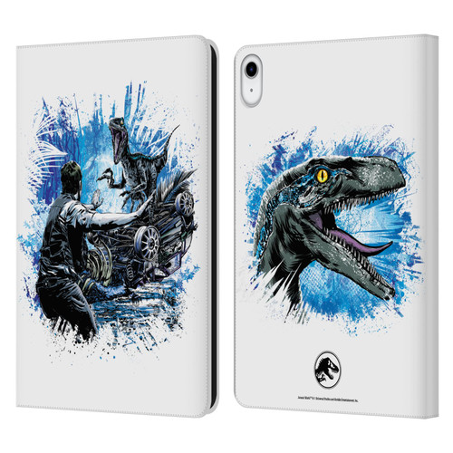 Jurassic World Fallen Kingdom Key Art Blue & Owen Distressed Look Leather Book Wallet Case Cover For Apple iPad 10.9 (2022)