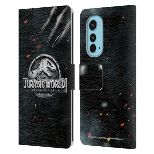 Jurassic World Fallen Kingdom Logo Dinosaur Claw Leather Book Wallet Case Cover For Motorola Edge (2022)