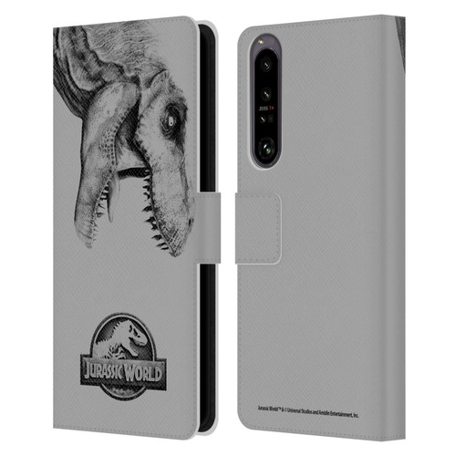 Jurassic World Fallen Kingdom Logo T-Rex Leather Book Wallet Case Cover For Sony Xperia 1 IV