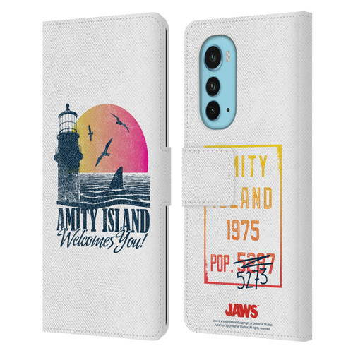 Jaws I Key Art Amity Island Leather Book Wallet Case Cover For Motorola Edge (2022)