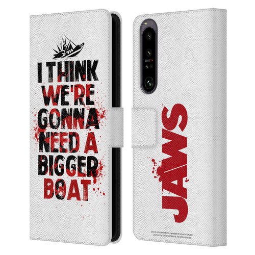 Jaws I Key Art Bigger Boat Leather Book Wallet Case Cover For Sony Xperia 1 IV