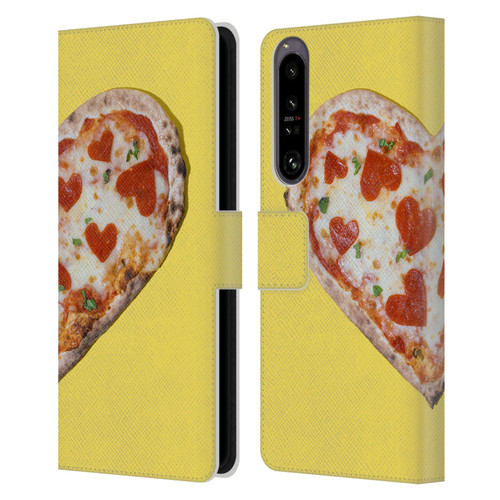 Pepino De Mar Foods Heart Pizza Leather Book Wallet Case Cover For Sony Xperia 1 IV