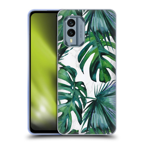Nature Magick Tropical Palm Leaves On Marble Green Tropics Soft Gel Case for Nokia X30