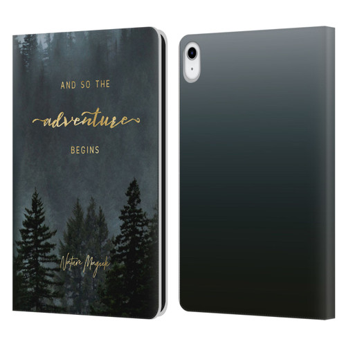 Nature Magick So The Adventure Begins Quote Trees Leather Book Wallet Case Cover For Apple iPad 10.9 (2022)