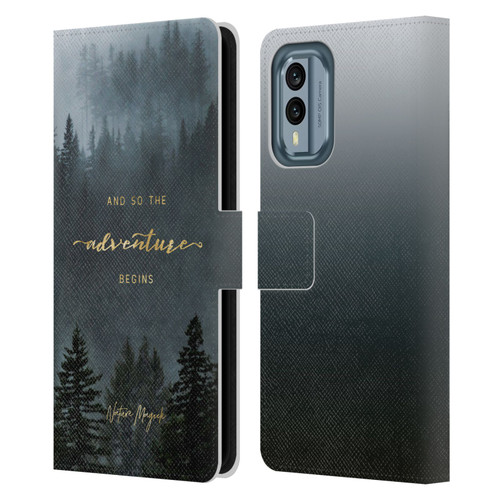 Nature Magick So The Adventure Begins Quote Trees Leather Book Wallet Case Cover For Nokia X30