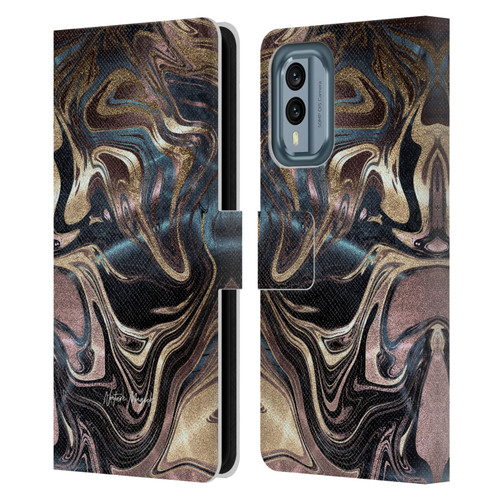 Nature Magick Luxe Gold Marble Metallic Copper Leather Book Wallet Case Cover For Nokia X30