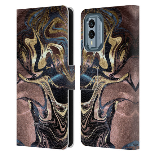 Nature Magick Luxe Gold Marble Metallic Gold Leather Book Wallet Case Cover For Nokia X30