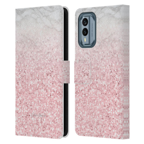 Nature Magick Rose Gold Marble Glitter Pink Sparkle 2 Leather Book Wallet Case Cover For Nokia X30